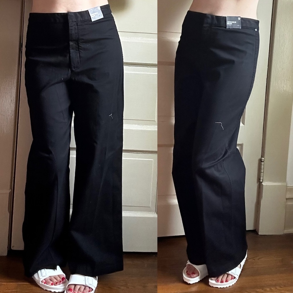 Express High Waisted Wide Leg Cotton Stretch Pant